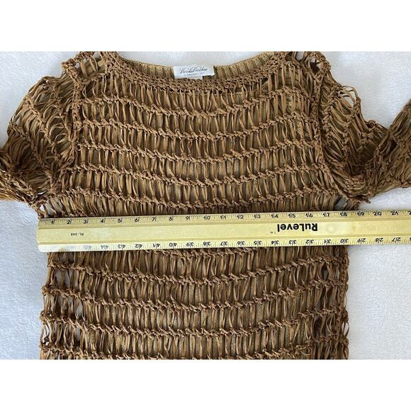 Vintage Brooks Brothers Sz S 2 Pc Brown LS Sweater With Lattice Laced Overlay - Picture 8 of 10
